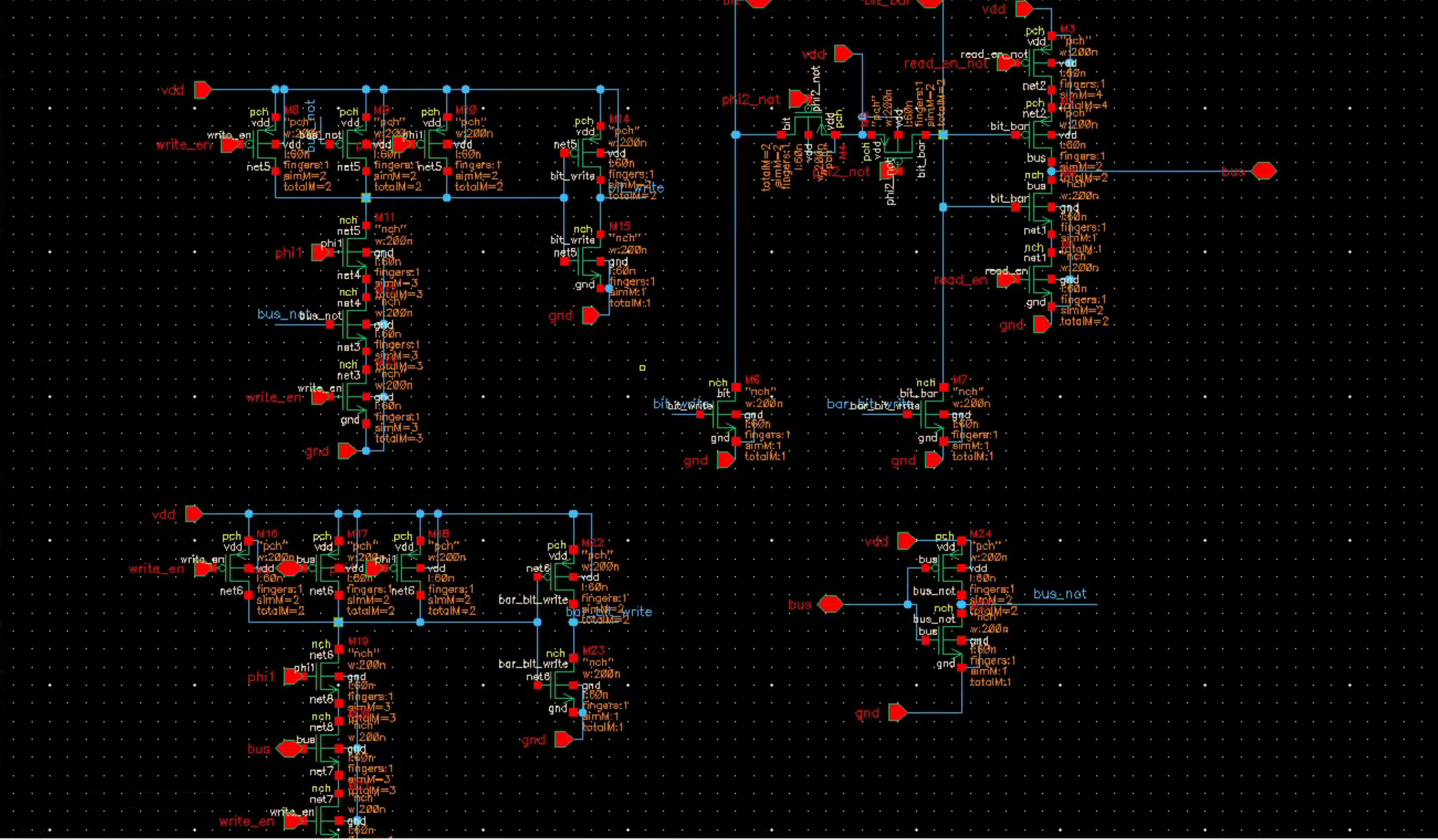 SRAM read/write logic schematic